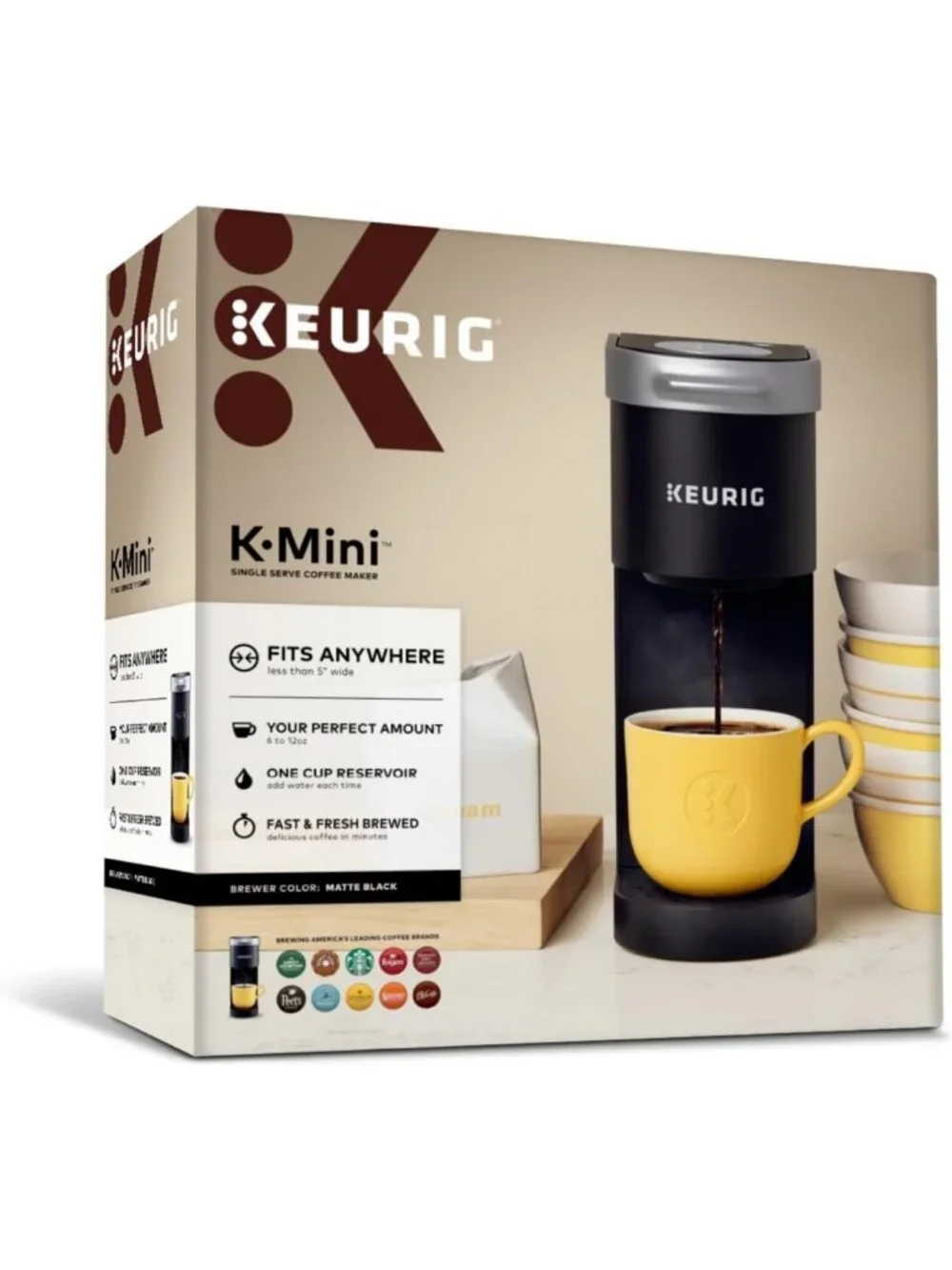 Compact Single Serve Coffee Maker, 6-12oz Brew Size, Ideal for Small Spaces